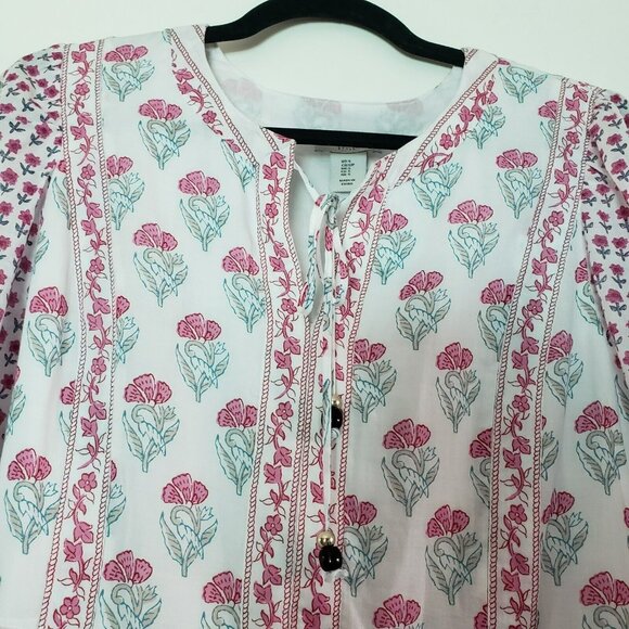 NWOT Haute Hippie Long Sleeve Dress Boho Lined Floral Cotton Rayon Size Small - Picture 2 of 13